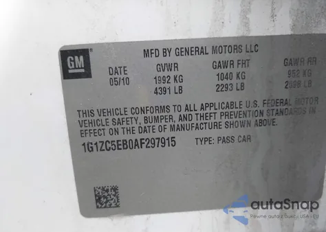 2010 Chevrolet Malibu Lt from USA, damaged, VIN 1G1ZC5EB0AF297915